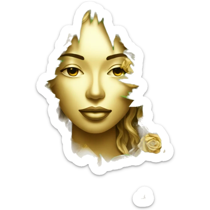  Hemp 420 lady face melting gold tropical made of 420 origami newspaper roses hemp leaves lantern fairy lights burning paper and hemp leaves in hair sticker