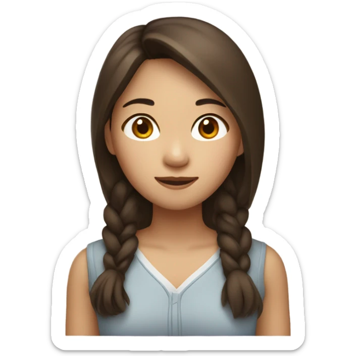asian western girl with brown higlighgt hair sticker