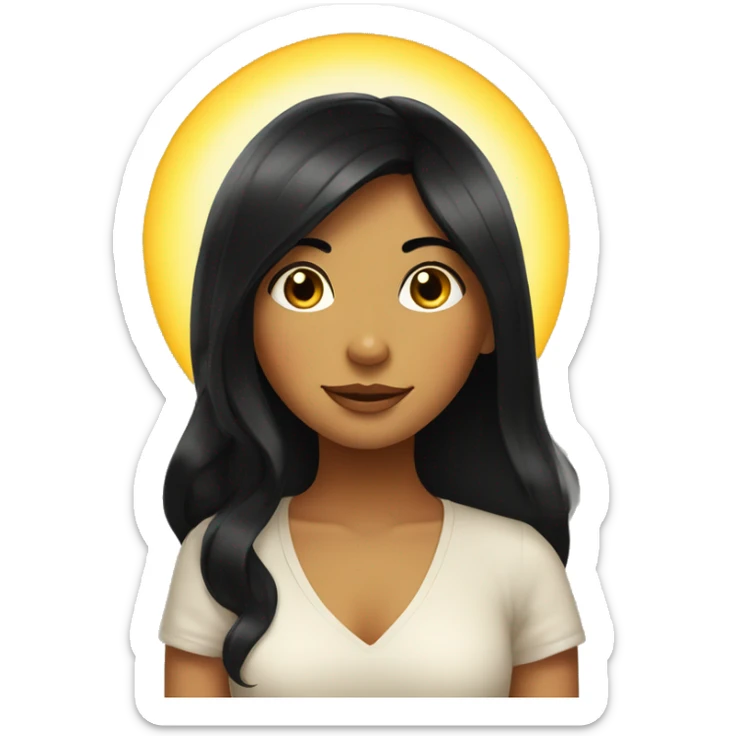 Morning sun with hearts and girl with black hair sticker