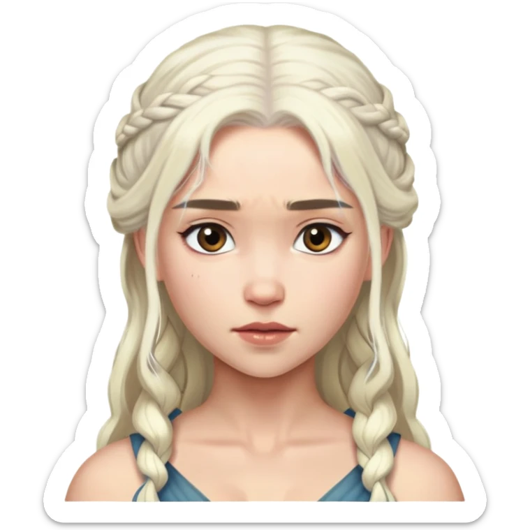 Daenerys Targaryen with platinum blonde hair from Game of Thrones, chest up portrait sticker