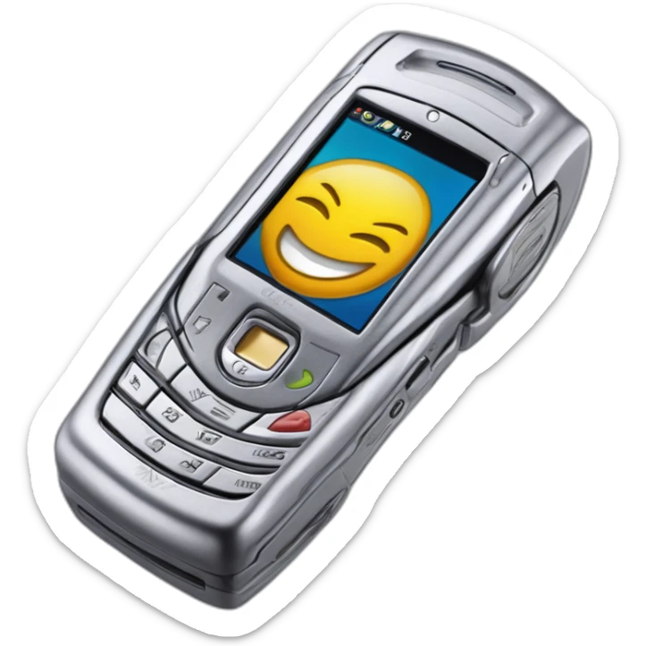2004 silver Motorola Razr V3, showcasing the iconic sleek clamshell design at a three-quarter angle sticker