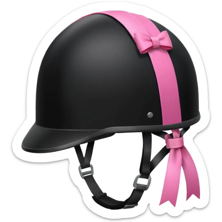 Rider helmet black matte at the back theres ribbon attached for female rider sticker