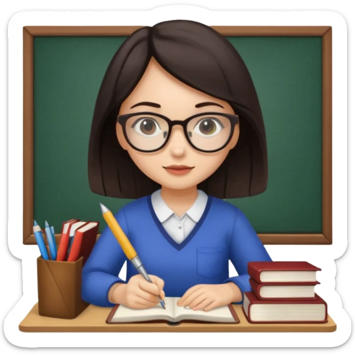 dark hair light skin girl with long hair studying for medical school exam  sticker