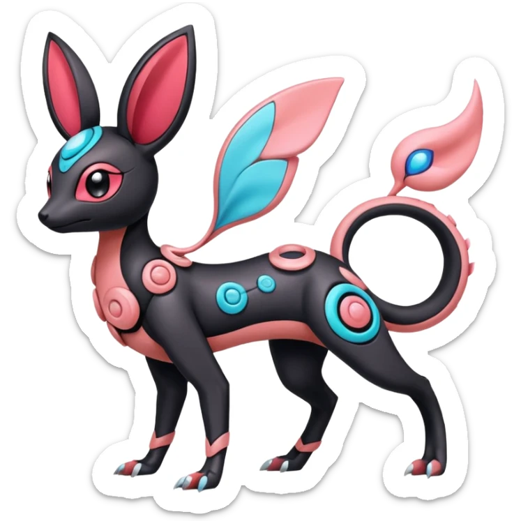 Salandit-Vibrava-Meloetta-Sylveon-Umbreon-fusion-Pokémon-hybrid-creature  sticker