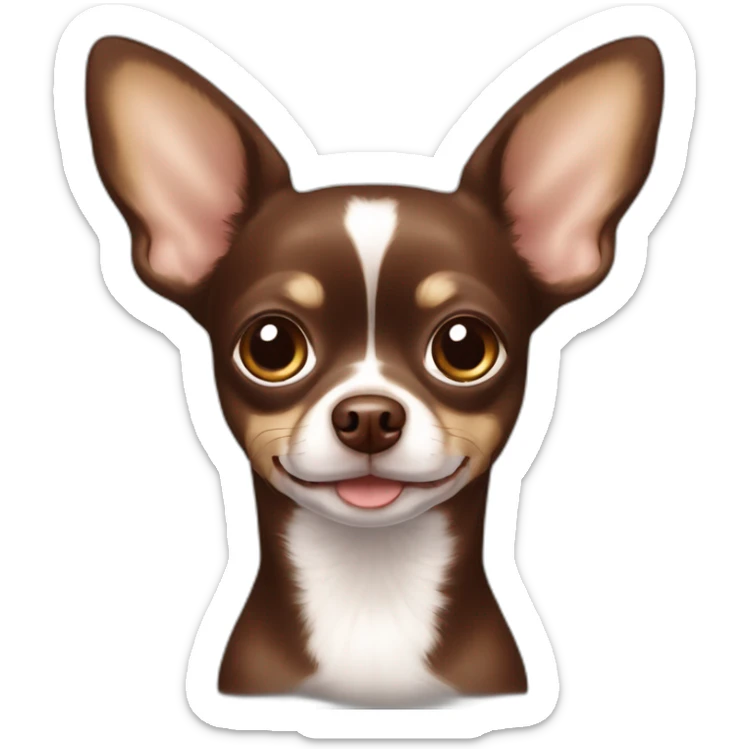 chocolate brown chihuahua with a white spot on the chest and big brown eyes sticker