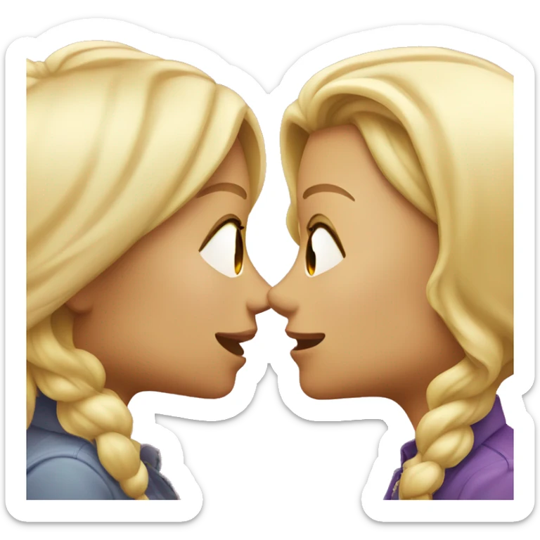 two lesbians kissing : one is older, femme and blond. Another is younger  sticker