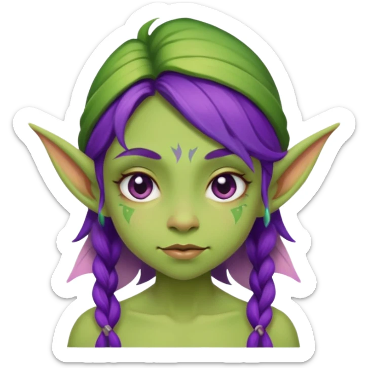 ugly purple green girl fairy goblin  sticker