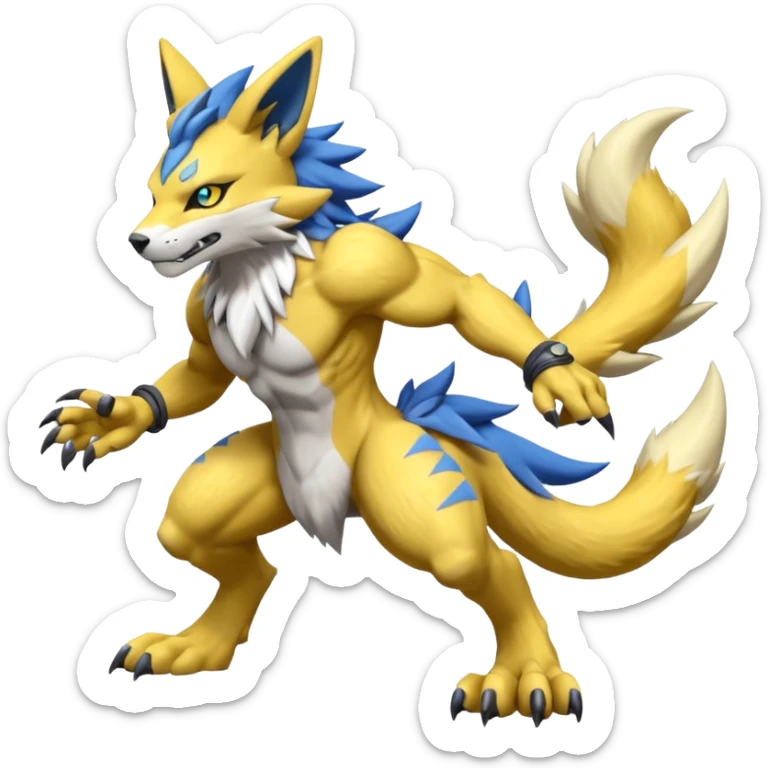 WereGarurumon-Zeraora-Renamon-fusion-hybrid-creature (full body sticker