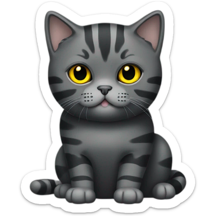 british shorthair cat in the Color black smoke with stripes and yellow eyes sticker