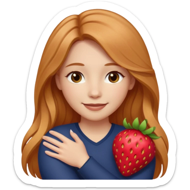 girlfriend with long dark strawberry blonde hair middle part with brown eyes giving hug sticker