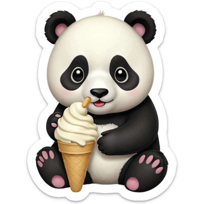 Panda eating ice cream sticker