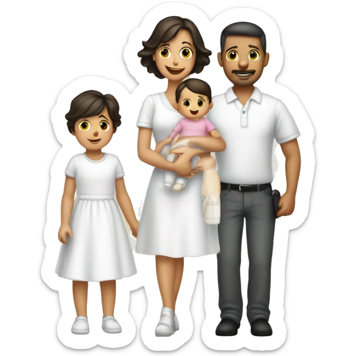 Familia hombre blanco mujer blanca bebé y 1 niños 3 miembros sticker