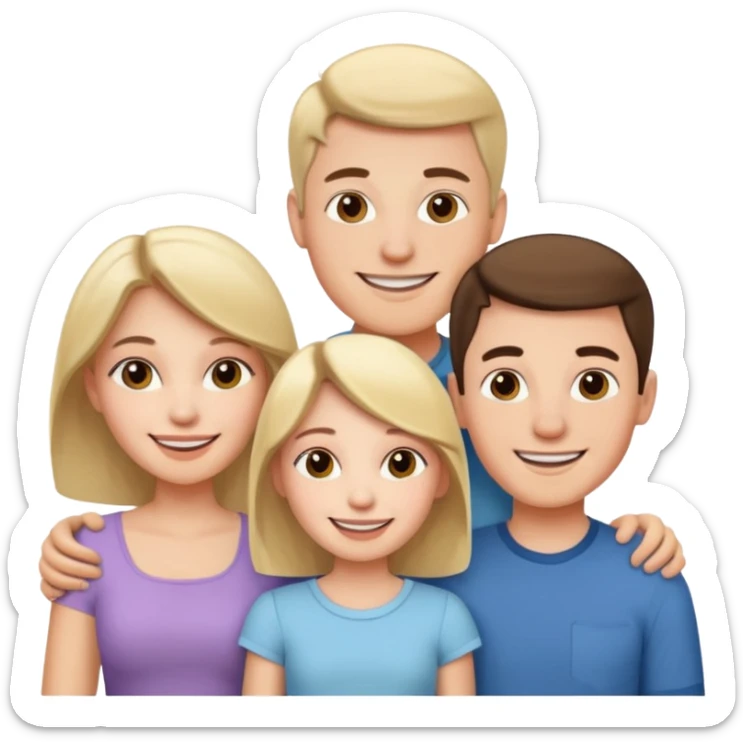 Couple of married man and woman with one kid teenager  sticker