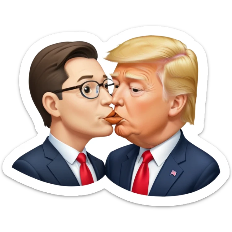 Pierre Poilievre kissing Donald Trump on the mouth sticker