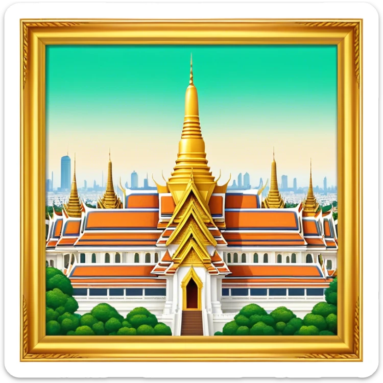 Grand Palace Bangkok Landmark Emoji – Featuring golden spires, Thai architecture, and the Emerald Buddha Temple. sticker