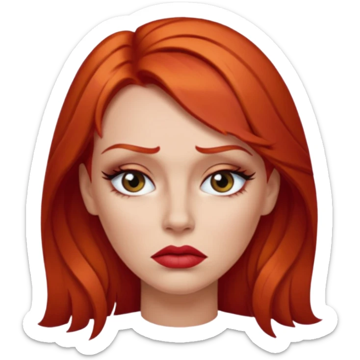 mujer pelirroja con los ojos y los labios maquillados enojada sticker