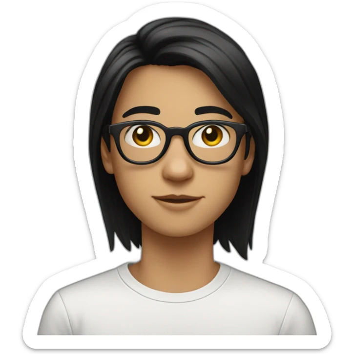 19 year old white teenager with round glasses and straight black hair sticker