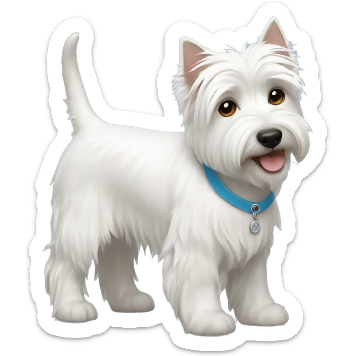 westie dog with a brown haired blue eyed girl sticker