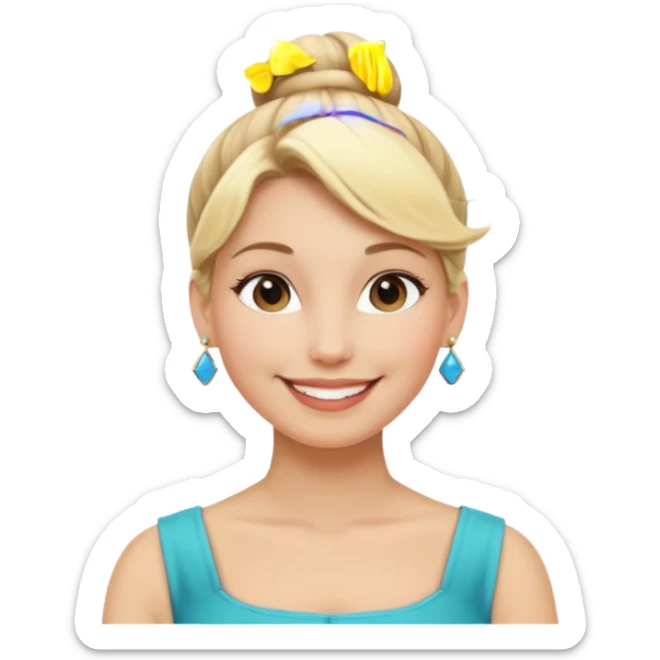 woman with blonde hair in a bun and earrings sticker