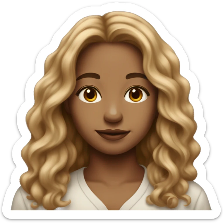 Artist with long wavy brown hair light skin tone painting sticker