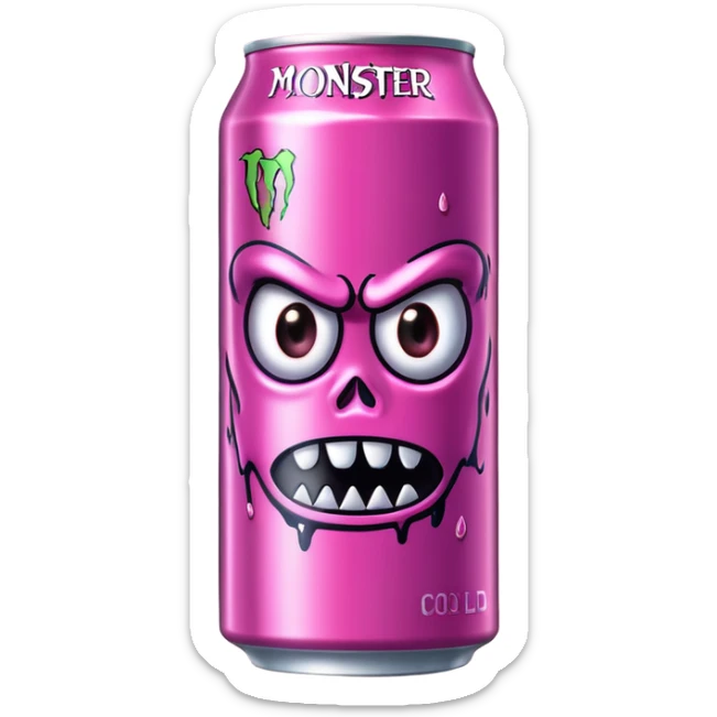 Pink monster energy drink with the logo of original monster company energy drink  sticker