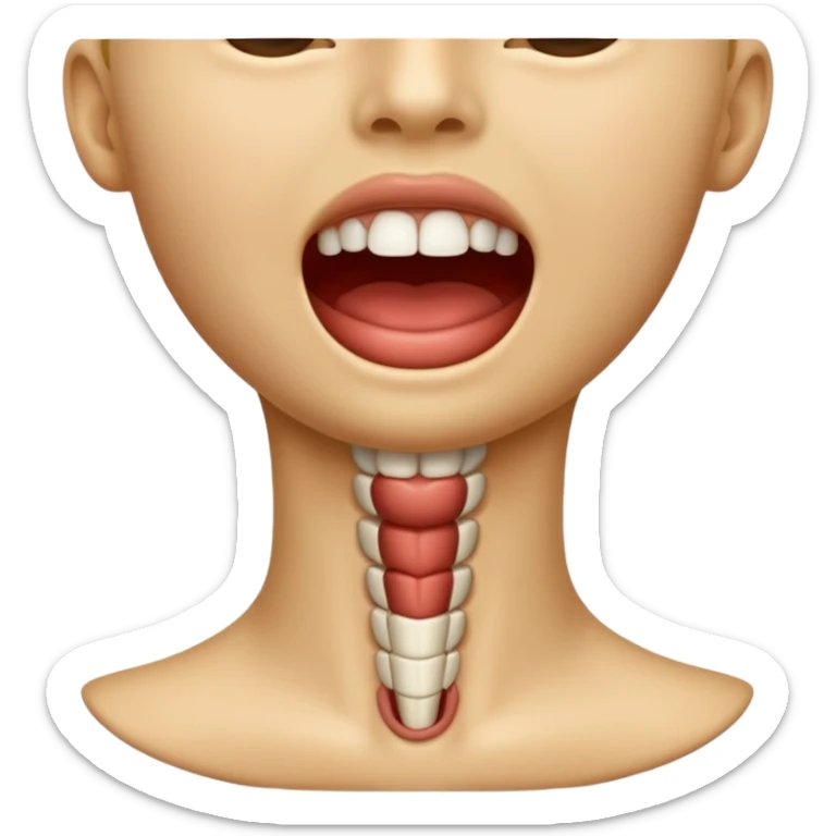 a clean, detailed emoji of a human throat, showing the neck front with subtle shading, simple anatomy, warm skin tone, smooth emoji style, no gore, no internal organs, friendly and clear medical-style icon
 sticker