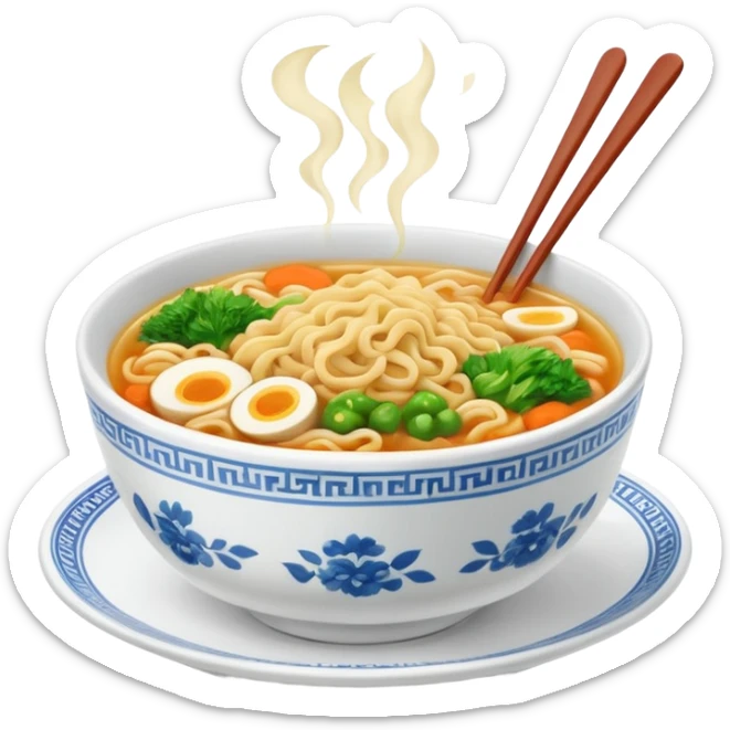 un ramen vegetariano con la taza de color azul verdoso sticker