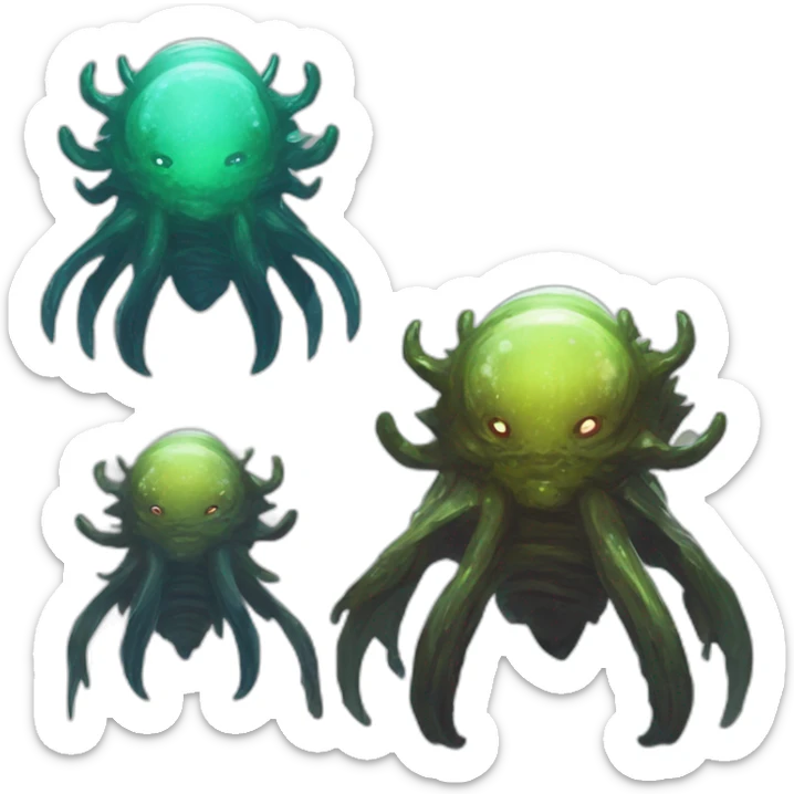 alien sea creature  monster scifi roguelike rpg style inspired by slay thee spire sticker