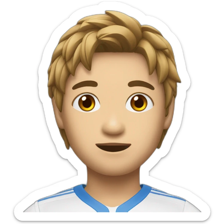 Un asiat avec ses cheveux devant les yeux qui aime les jeu vidéo et le volley sticker