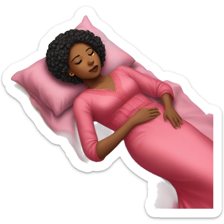 a black woman laying on the floor red braids sick, pink gown sticker