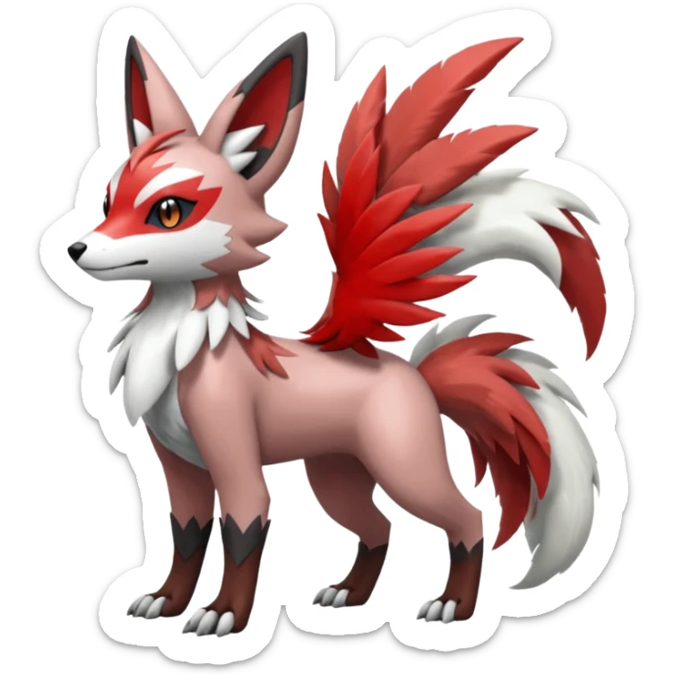 Meloetta-Zangoose-Lycanroc-Trico-Pokémon-Fakémon-fusion-hybrid-creature sticker
