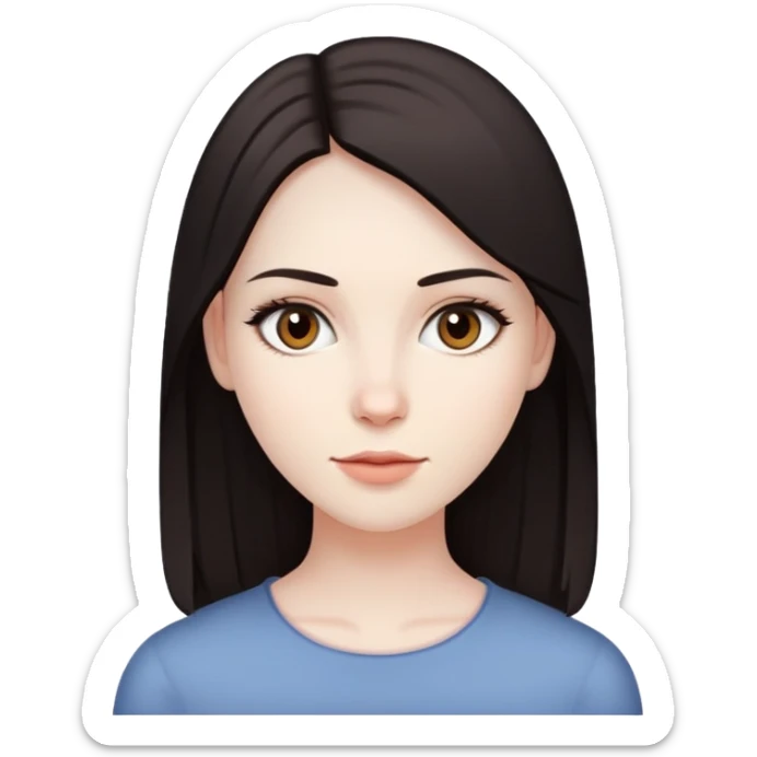 straight dark hair, pale skin, dark brown eyes, pretty bratz baddie sticker