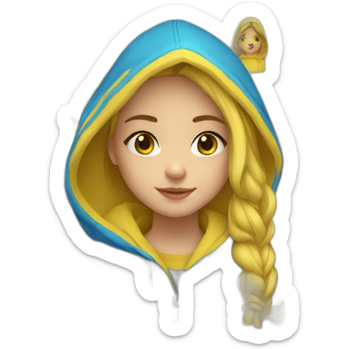 Ukrainian girl wearing hoodie in yellow and blue color sticker