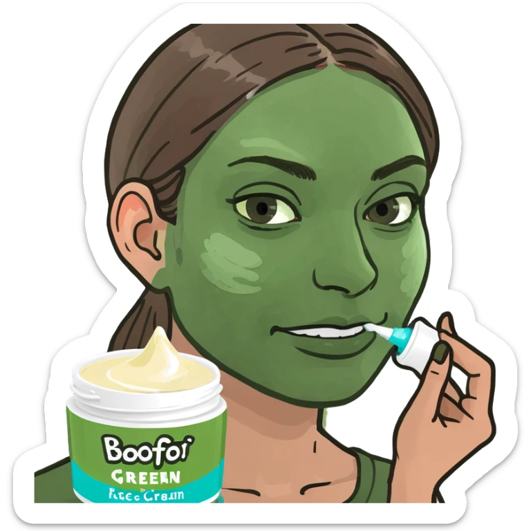 Mixed-race woman with glowing caramel skin and black curly hair, in a white towel wrap, applying face cream in front of a soft pastel background sticker