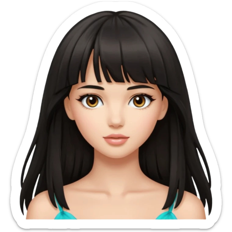 Victoria secret angel girl with bangs and long dark hair sticker