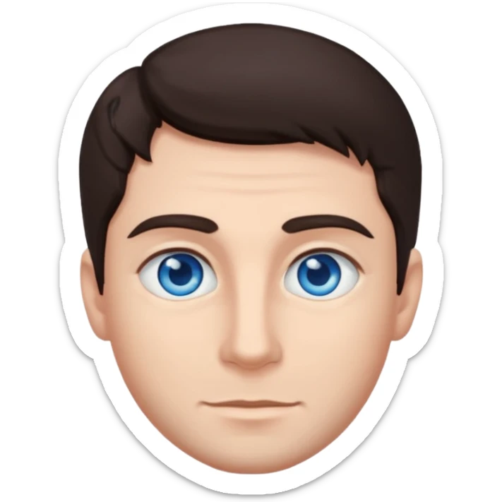 homme yeux bleu azur cheveux brun foncé sticker