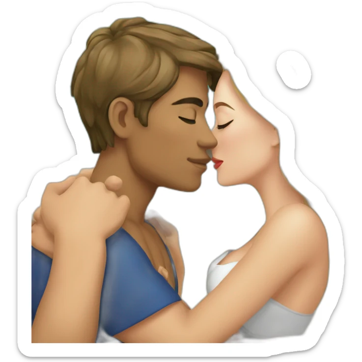 at the beach young metis man and white woman kiss love sticker