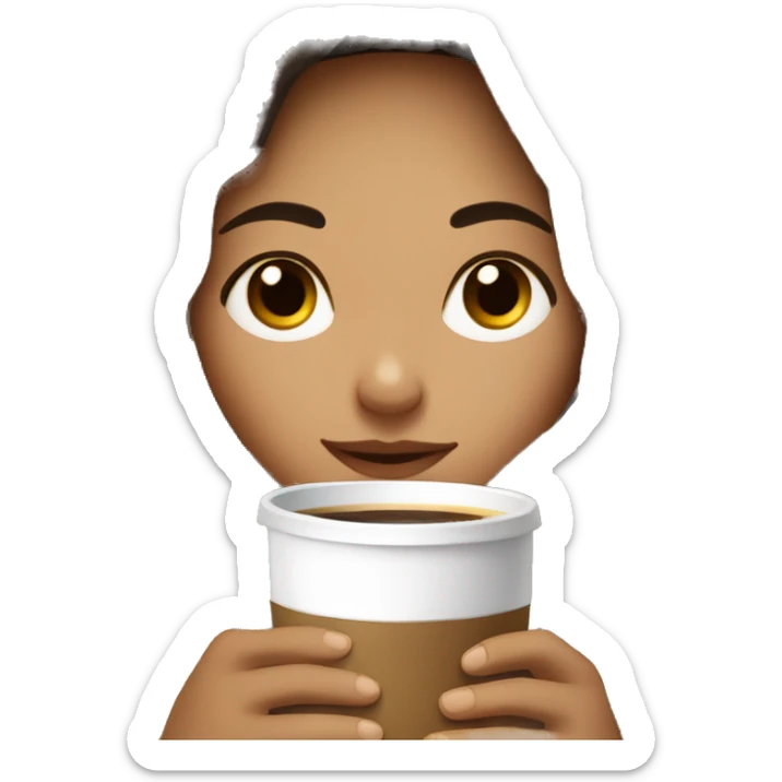 girl with light skin and dark brown hair inside a blanket sipping coffee eyes closed sticker