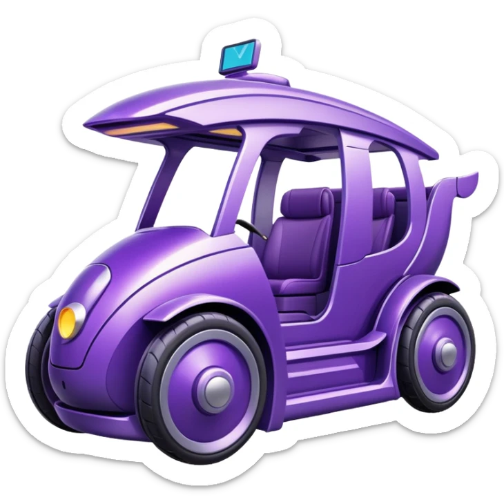 Semi futuristic chariot that’s purple and related to banking and fintech sticker