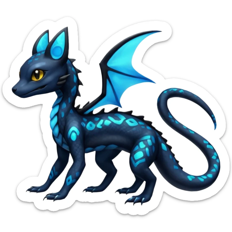 Shiny beautiful gorgeous ethereal Scaley Exotic Salandit-Umbreon-Fakémon-hybrid-creature (full body) sticker