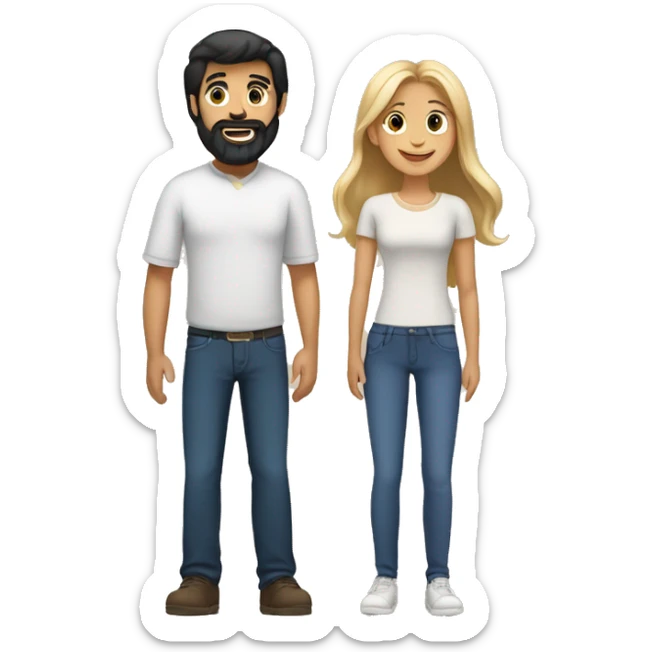 White Family of dad with black hair and beard, mom with light brown long hair, and daughter with medium dark blonde hair   sticker