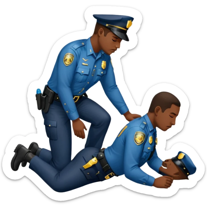 With A police officer put his knee on a black man and forced him to the ground , George Floyd  sticker