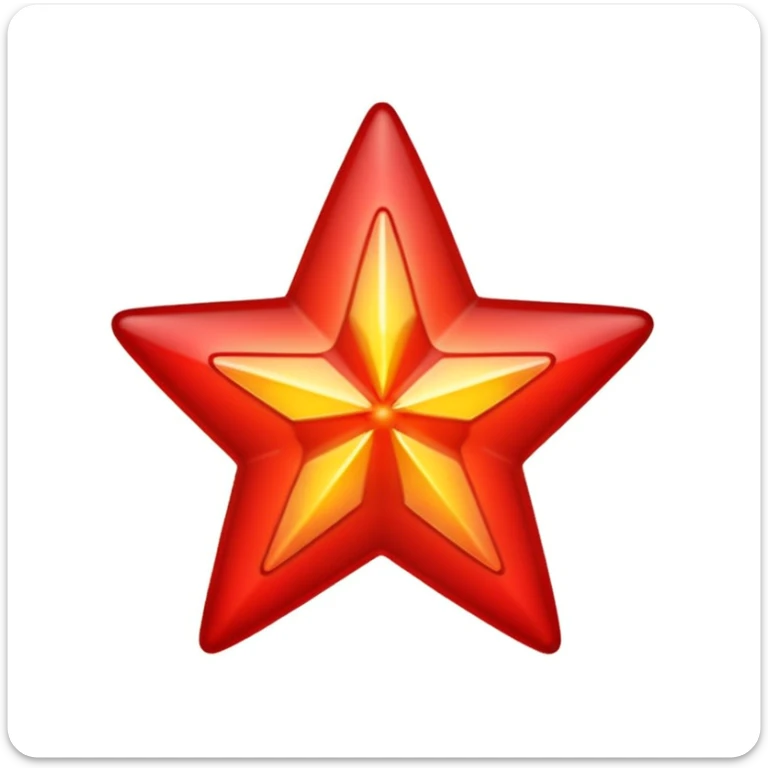 A single red star emoji in cartoon style. The star should be symmetrical, shiny, and have smooth edges. It should glow softly with a red aura. The design should be friendly and emoji-like, with a transparent background. sticker