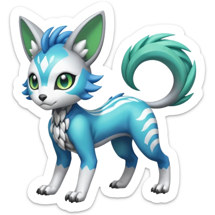 Meloetta-WereGarurumon-Trico-Pokémon-Fakémon-fusion-hybrid-creature sticker