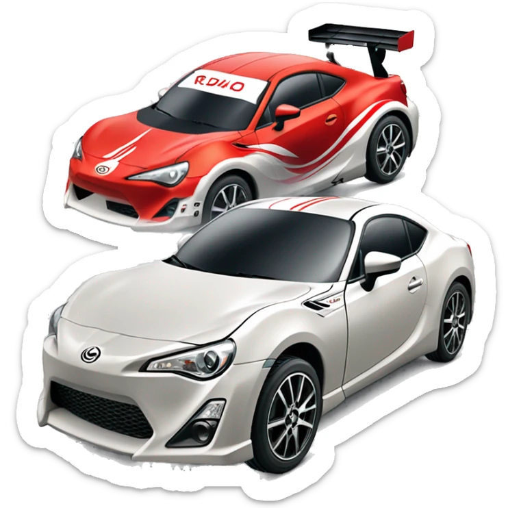 Radio Controlled Toyota 86 shaped like a Formula One race car with exposed wheels  sticker