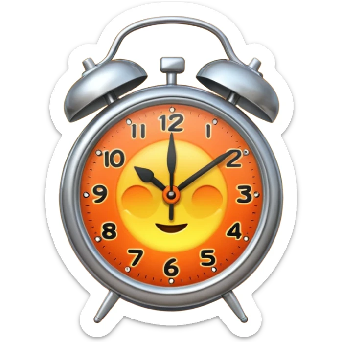 alarm clock, sunset MORE SUNSET PARTY. Don't put a person there. Default emoji face sticker