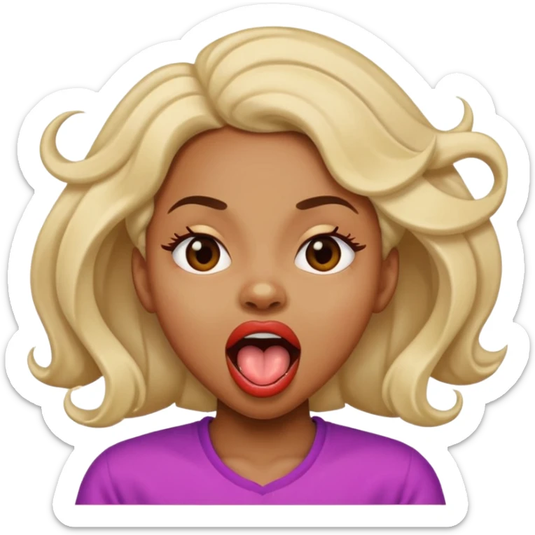Black Girl with mouth open and tongue out shaking her head sticker