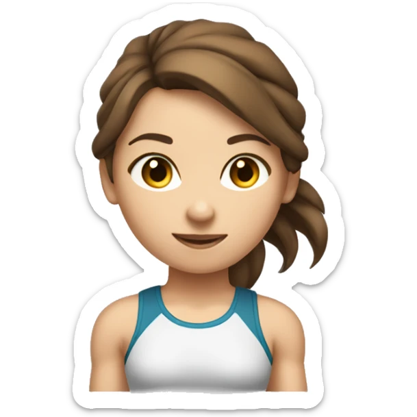 Brown hair tied to a tail girl who makes strength training in a sporty outfit  sticker