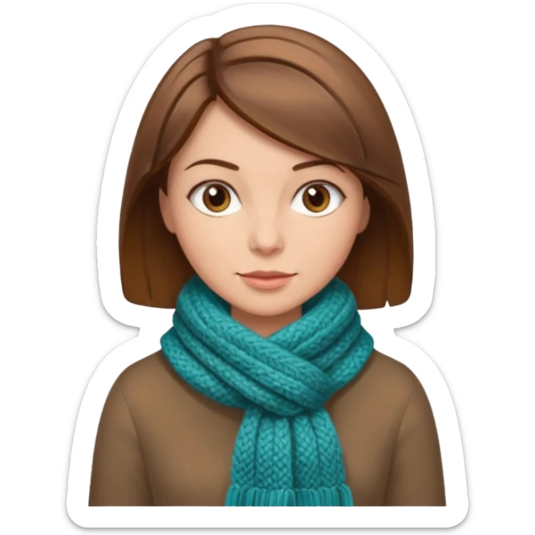  Woman with brown bobbed  hair and highlights light brown eyes no glasses Knitting emoji sticker