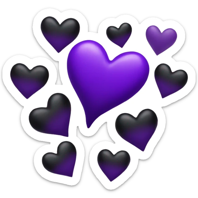 Purple and black hearts  sticker